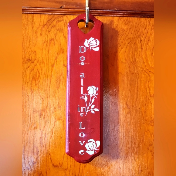 Hand painted Do All In Love with roses Heart cut out on the top - Picture 3 of 3